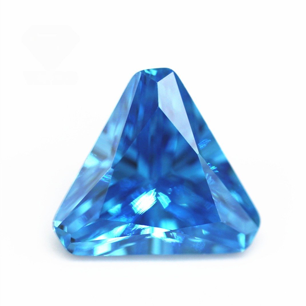 triangle cut corner aqua blue/blue topaz cubic zirconia loose gemstones synthetic faceted cut triangle corner shape cz stones