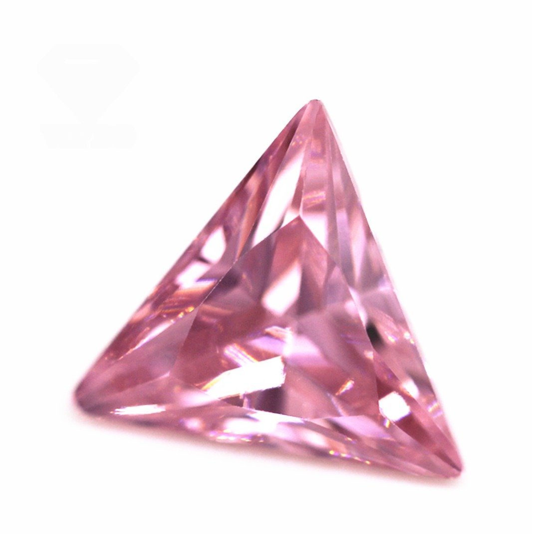 wuzhou factory price 3*3 12*12mm pink color faceted cut triangle shape cubic zirconia loose gems synthetic triangle cut cz stone