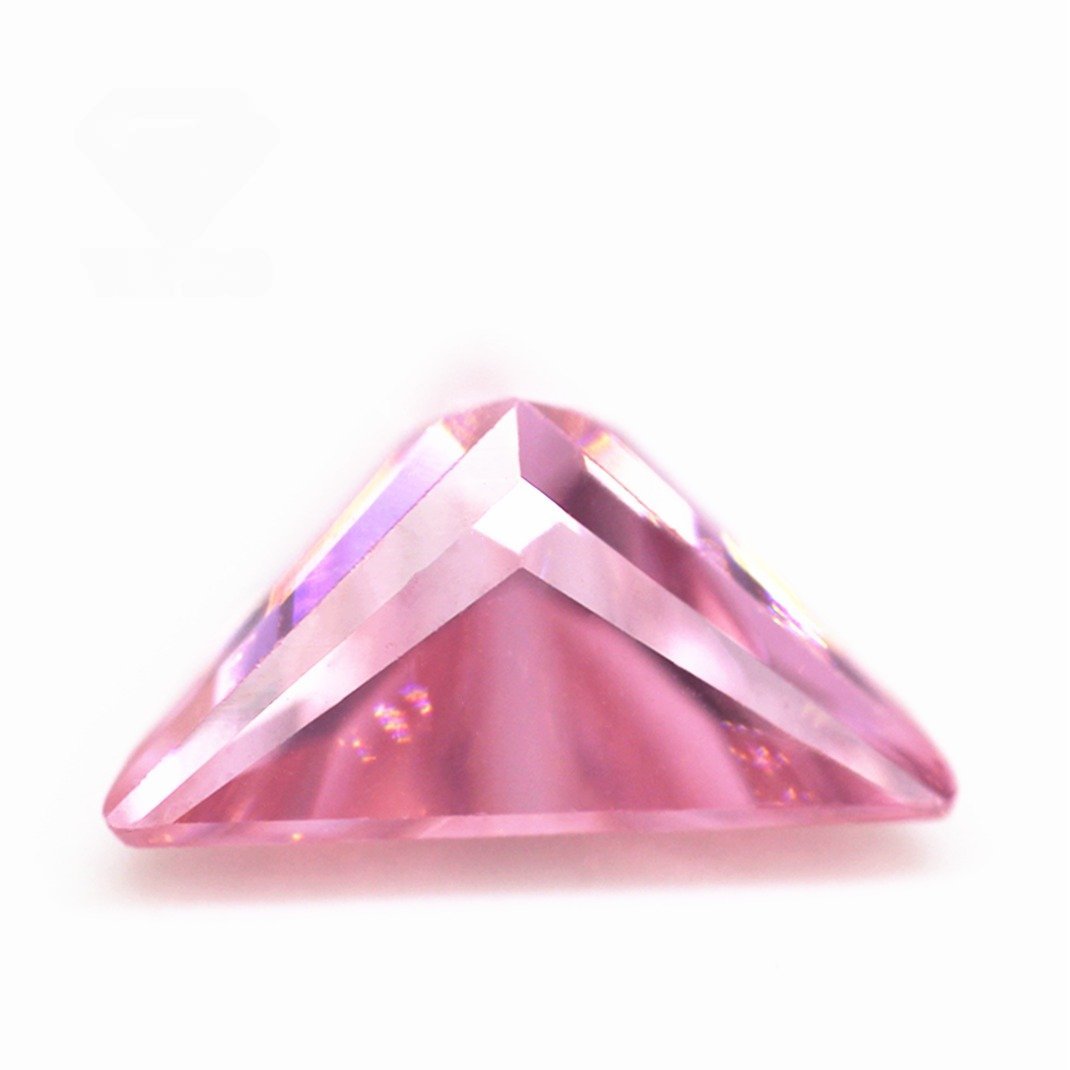 wuzhou factory price 3*3 12*12mm pink color faceted cut triangle shape cubic zirconia loose gems synthetic triangle cut cz stone