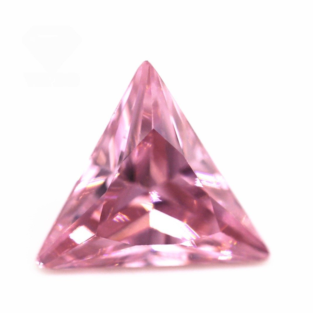 wuzhou factory price 3*3 12*12mm pink color faceted cut triangle shape cubic zirconia loose gems synthetic triangle cut cz stone