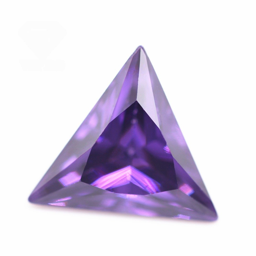 3*3mm 12*12mm white and multi color triangle cut cubic zirconia loose gemstones synthetic faceted cut triangle shape cz stones