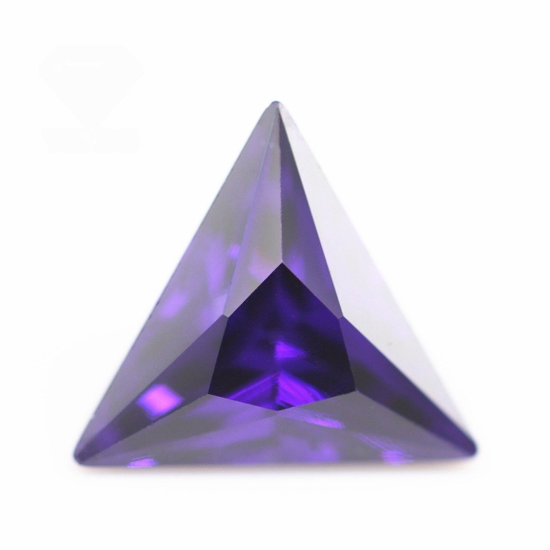 3*3 12*12mm violet/dark violet triangle cut cubic zirconia loose gemstone synthetic diamond cut triangle shape cz zirconia stone