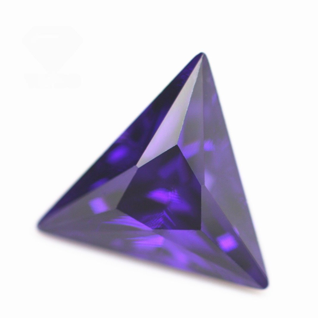 3*3 12*12mm violet/dark violet triangle cut cubic zirconia loose gemstone synthetic diamond cut triangle shape cz zirconia stone
