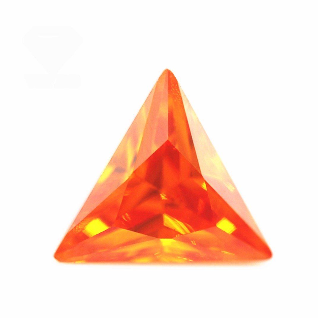 3*3mm 12*12mm orange/orange red triangle cut cubic zirconia loose gemstones synthetic brilliant cut triangle shape cz stones
