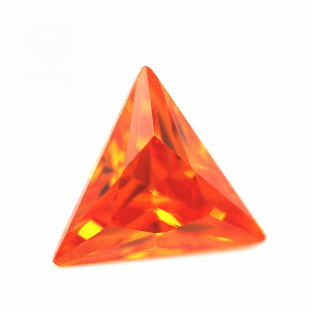 3*3mm 12*12mm orange/orange red triangle cut cubic zirconia loose gemstones synthetic brilliant cut triangle shape cz stones