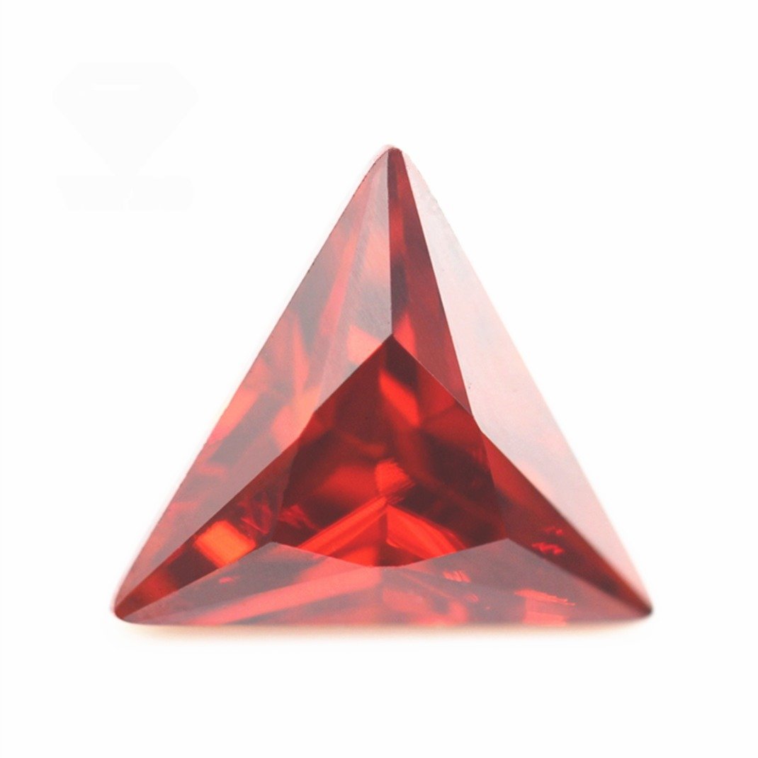 5a grade quality 3*3 12*12mm garnet/dark garnet triangle faceted cut cubic zirconia loose gems synthetic triangle shape cz stone