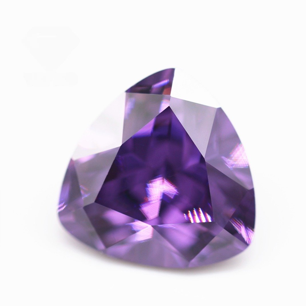 3*3mm 12*12mm amethyst/d amethyst trillion cut cubic zirconia loose gemstones synthetic faceted cut trillion shape cz stones
