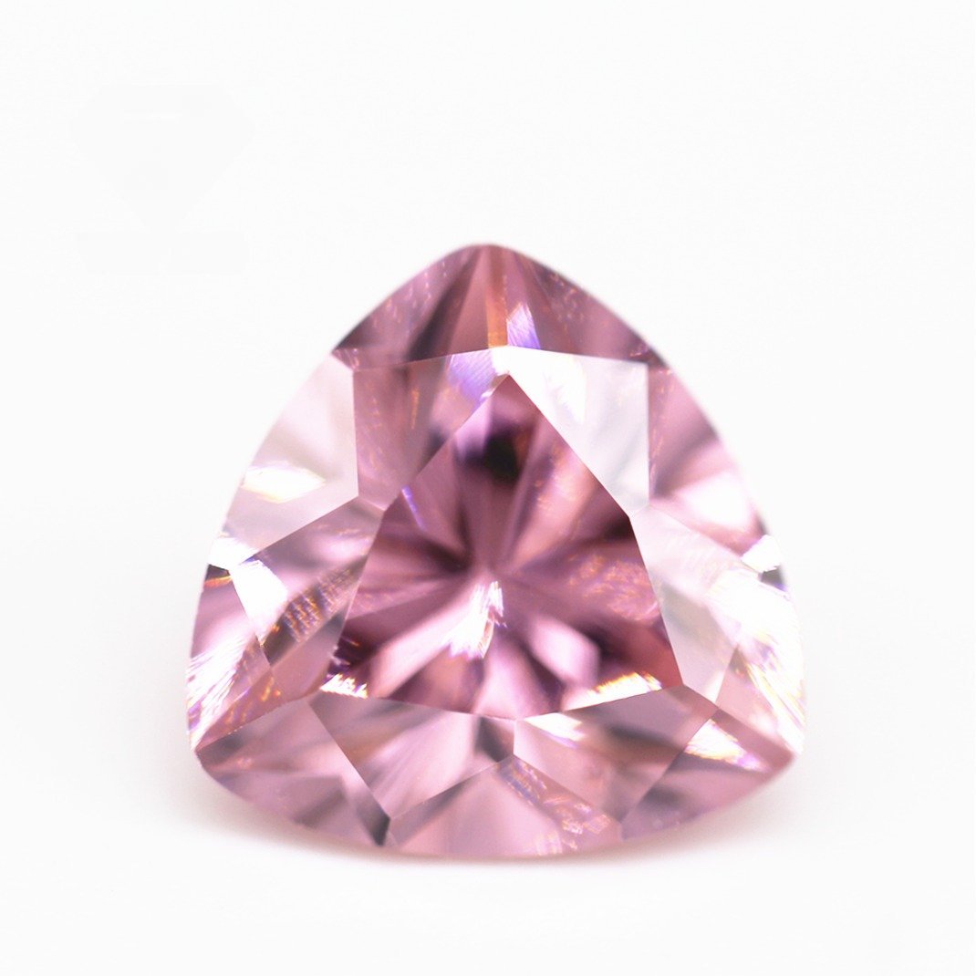 wuzhou zircon 3*3mm 12*12mm pink color machine cut trillion shape cubic zirconia loose stone synthetic trillion cut cz gemstone