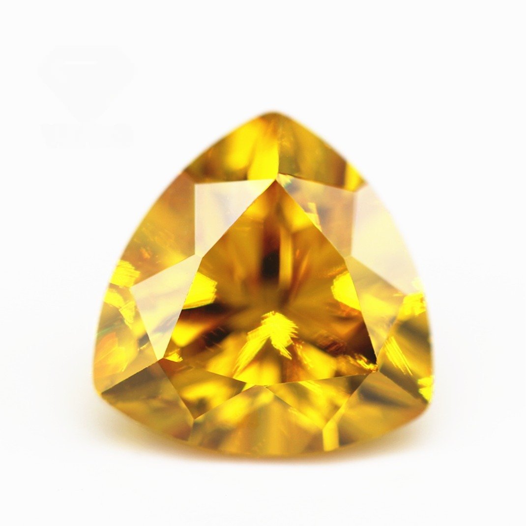5a grade quality 3*3 12*12mm golden yellow trillion cut cubic zirconia loose gems synthetic diamond cut trillion shape cz stones