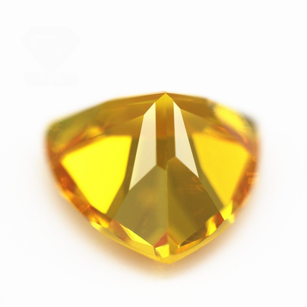 5a grade quality 3*3 12*12mm golden yellow trillion cut cubic zirconia loose gems synthetic diamond cut trillion shape cz stones