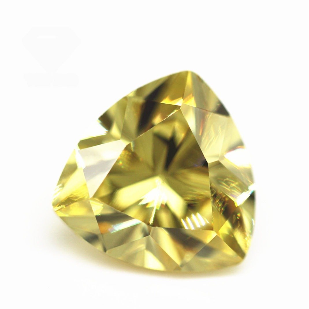 5a grade 3*3mm 12*12mm 03# lemon color faceted cut trillion shape cubic zirconia loose gems synthetic trillion cutting cz stones