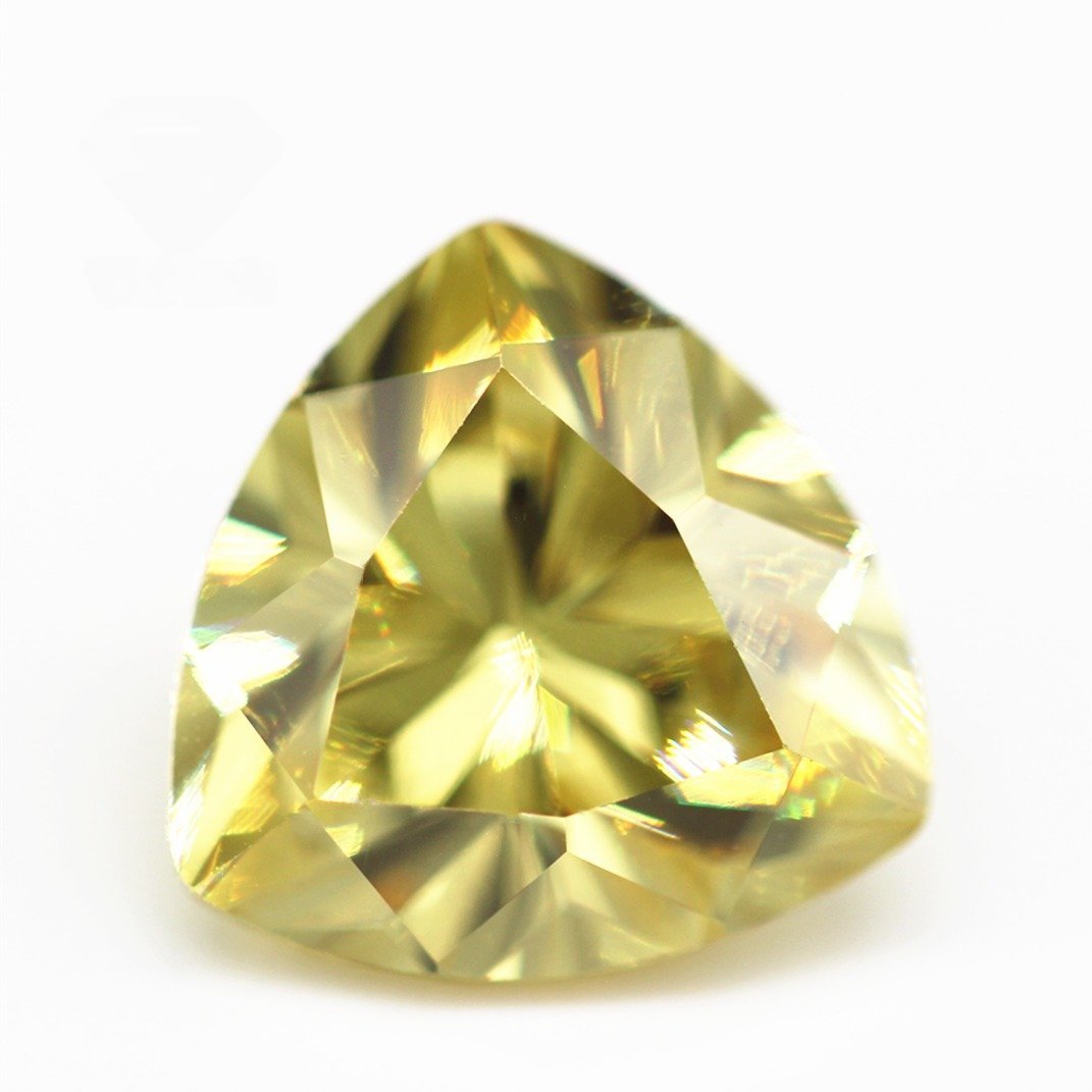 5a grade 3*3mm 12*12mm 03# lemon color faceted cut trillion shape cubic zirconia loose gems synthetic trillion cutting cz stones