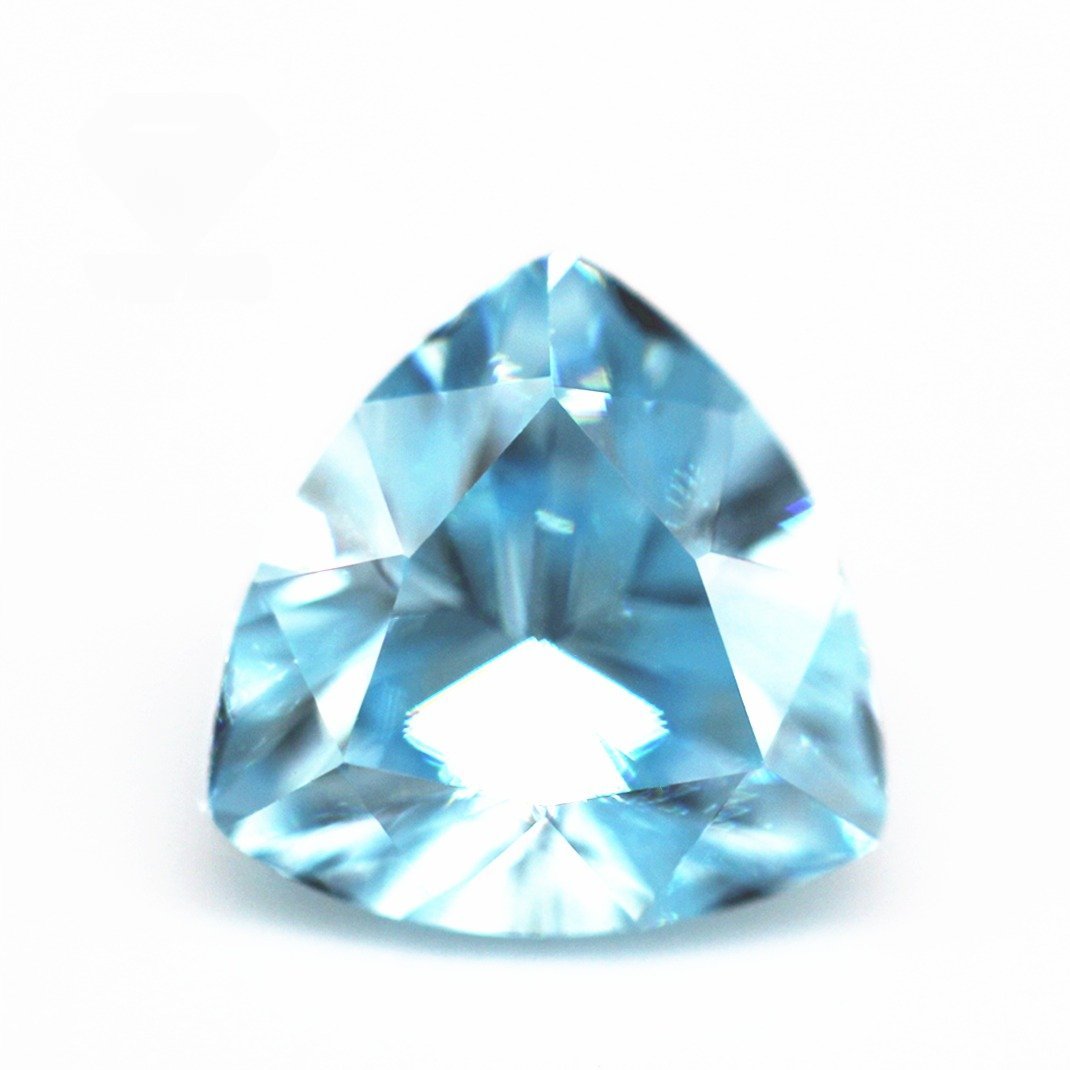 5a grade 3*3 12*12mm faceted cut trillion shape aquamarine color cubic zirconia loose gemstones synthetic trillion cut cz stones