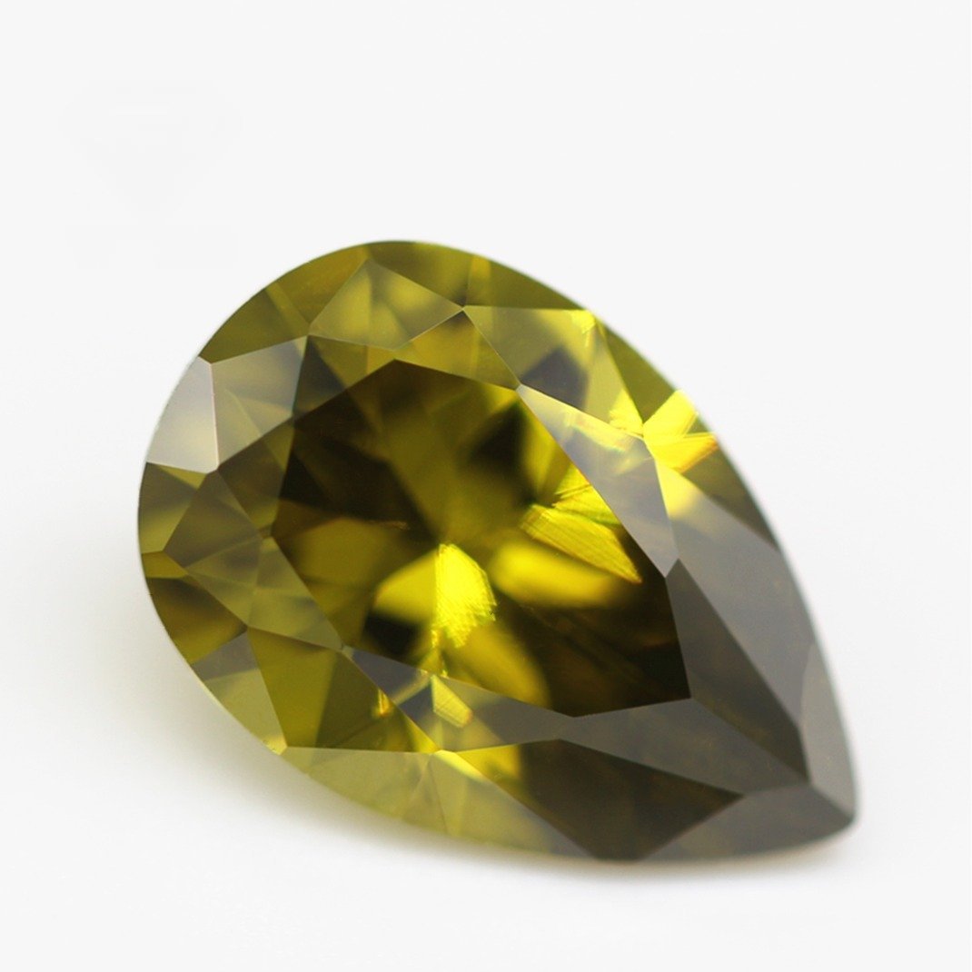 5a grade 2*3mm 10*14mm pear cut peridot/dark peridot cubic zirconia loose gemstones synthetic faceted cut pear shape cz stones