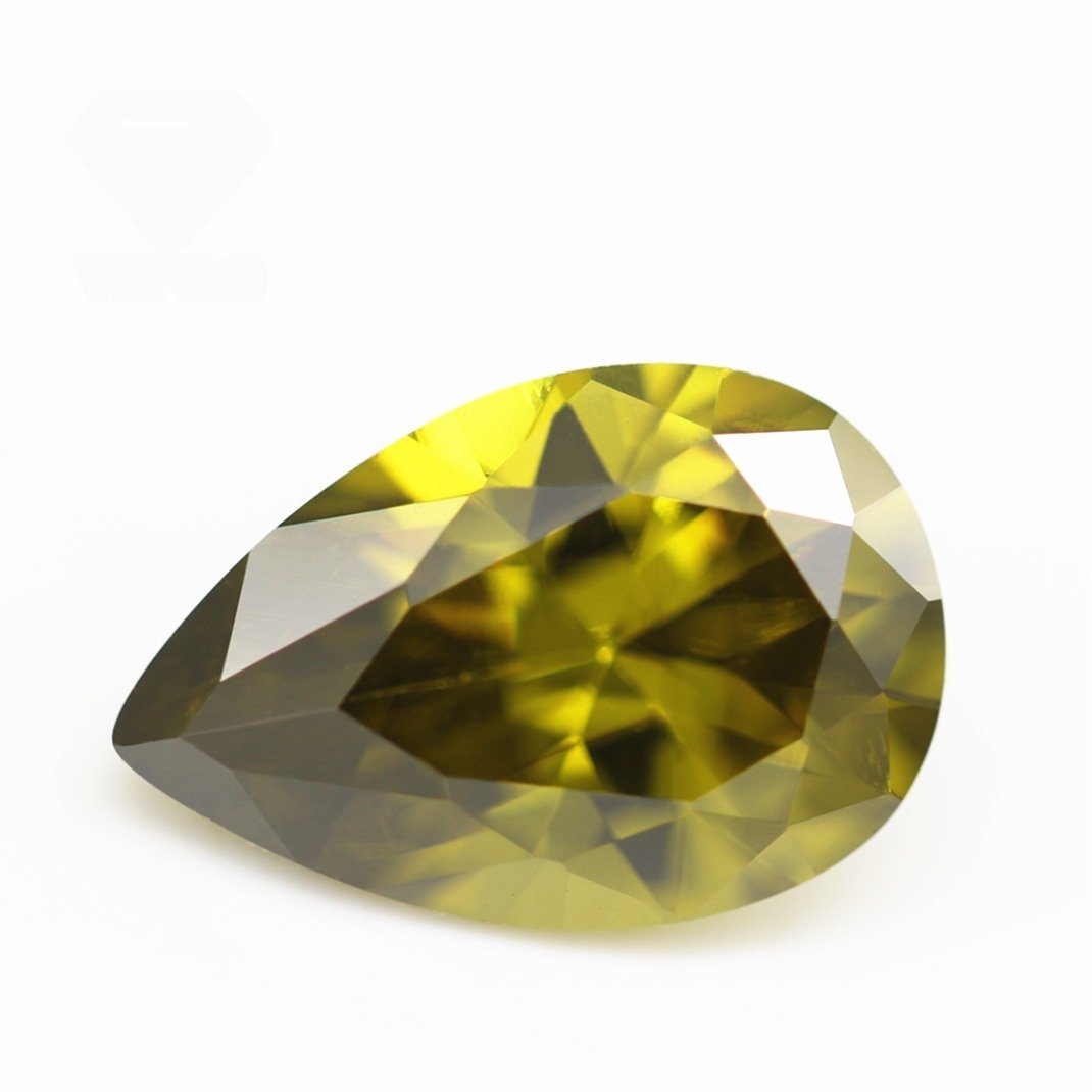 5a grade 2*3mm 10*14mm pear cut peridot/dark peridot cubic zirconia loose gemstones synthetic faceted cut pear shape cz stones