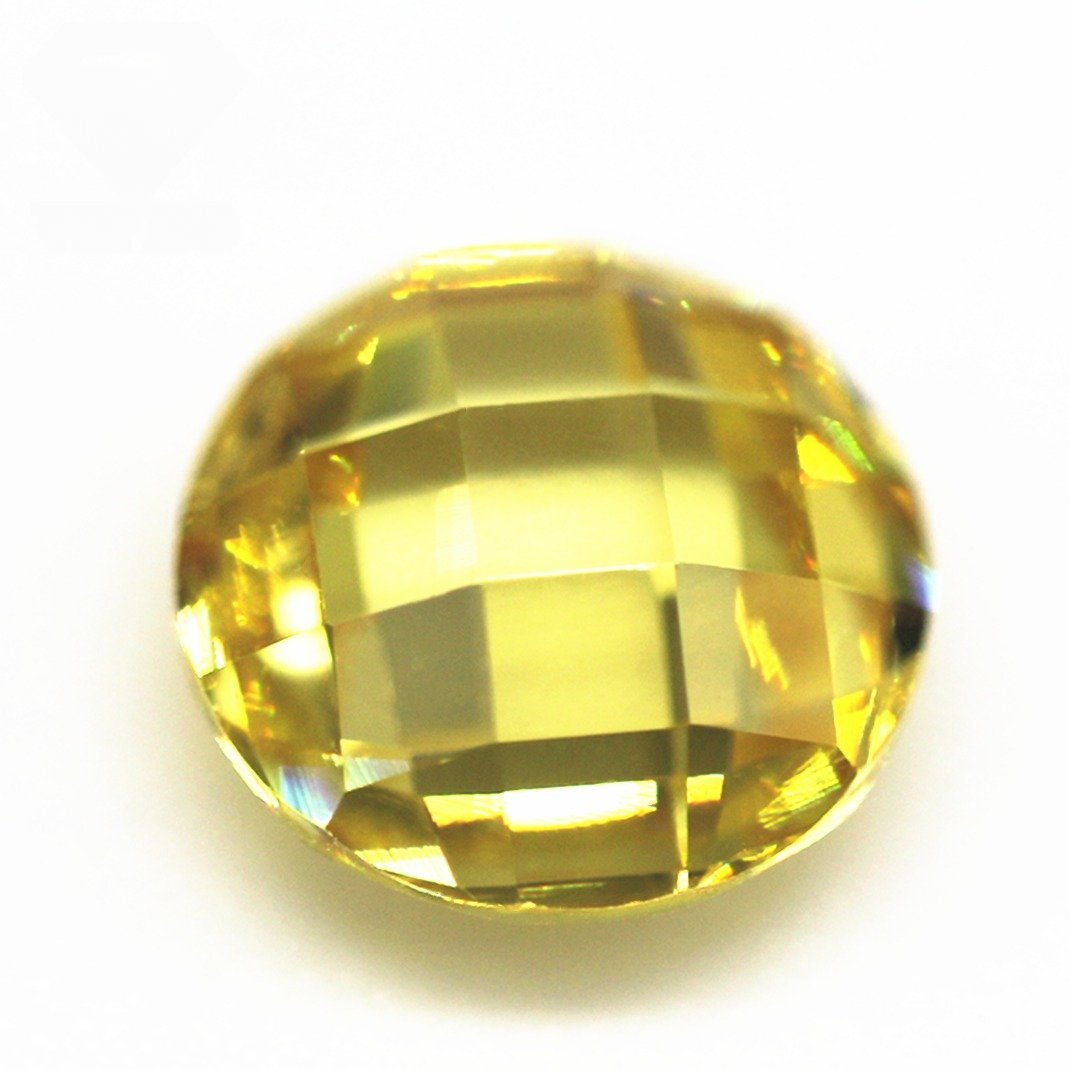 5a grade quality 3 12mm round double checker board cut lemon cubic zirconia loose gems synthetic round shape grid cut cz stones