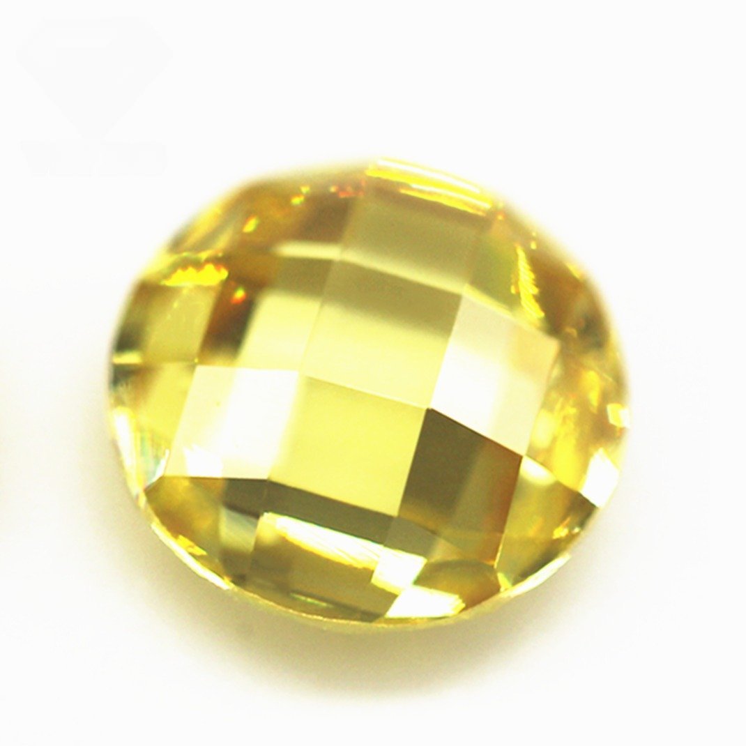 5a grade quality 3 12mm round double checker board cut lemon cubic zirconia loose gems synthetic round shape grid cut cz stones