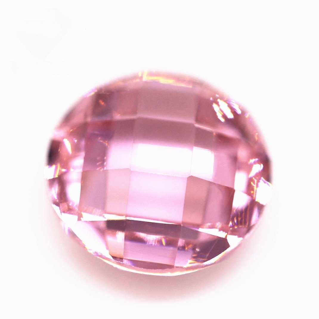 5a grade quality 3mm 12mm round shape double checker board cut pink cubic zirconia loose gems synthetic grid cut cz stones