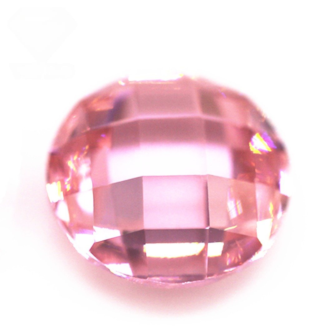 5a grade quality 3mm 12mm round shape double checker board cut pink cubic zirconia loose gems synthetic grid cut cz stones