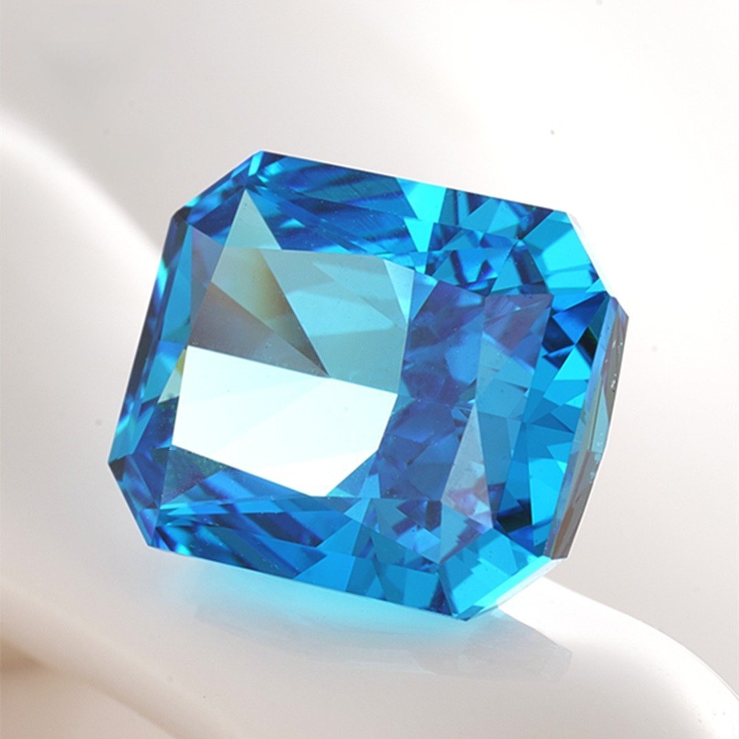 7a grade quality octagon crushed ice cut blue topaz high carbon diamond loose gemstones synthetic dark aquamarine cz zircon