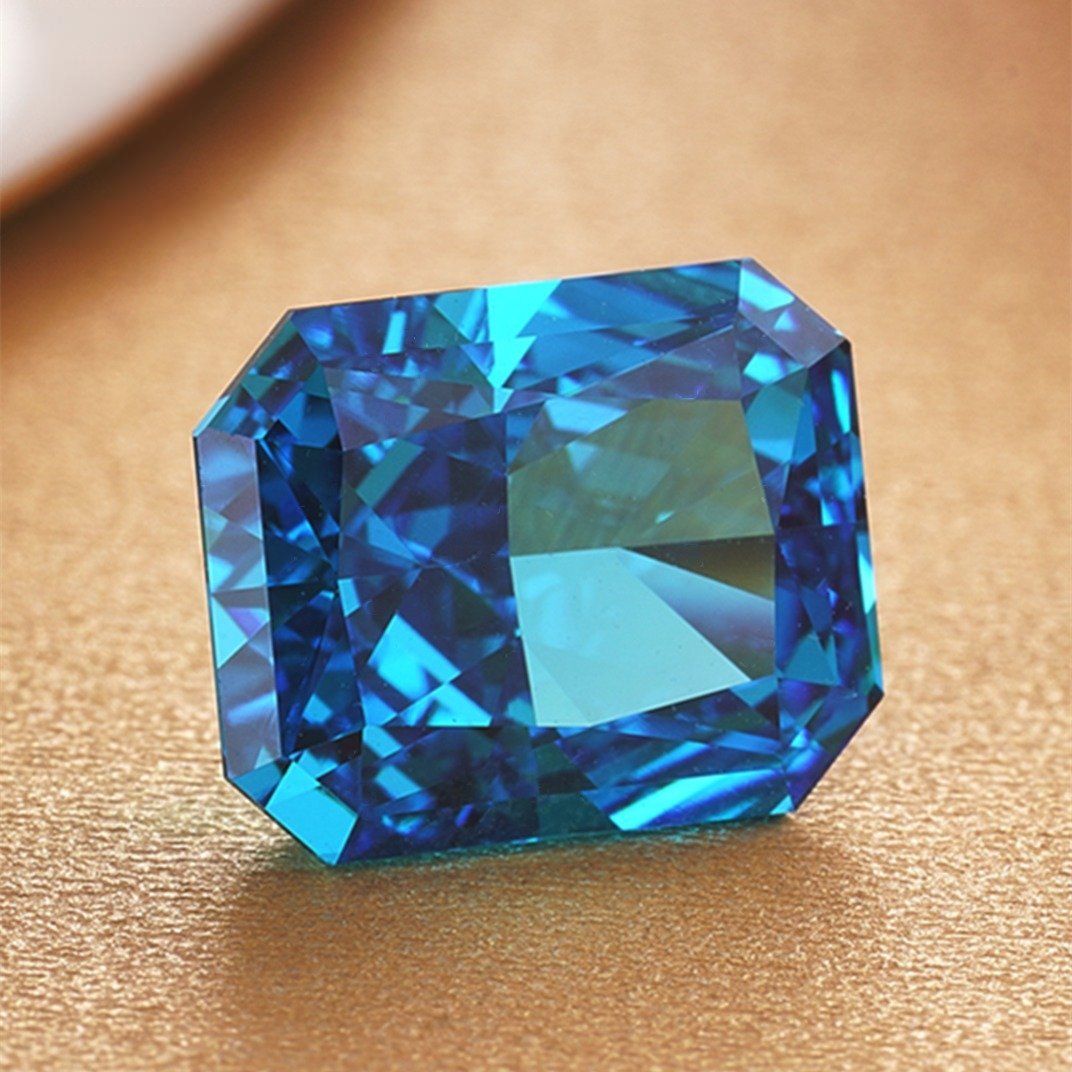 7a grade quality octagon crushed ice cut aqua blue high carbon diamond loose gemstones synthetic middle aquamarine cz zirconia