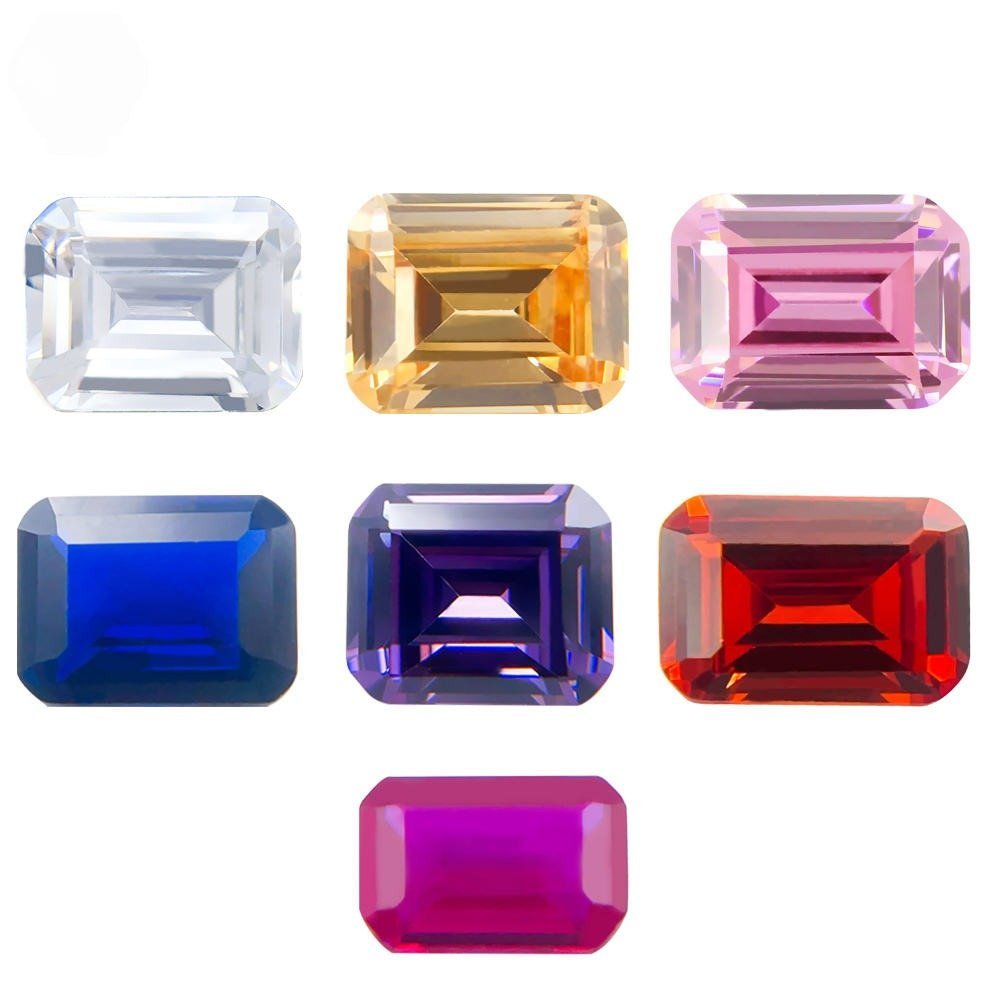 rarity high quality emerald shape ruby corundum gemstone for jewelry making rubi emerald cut corundum