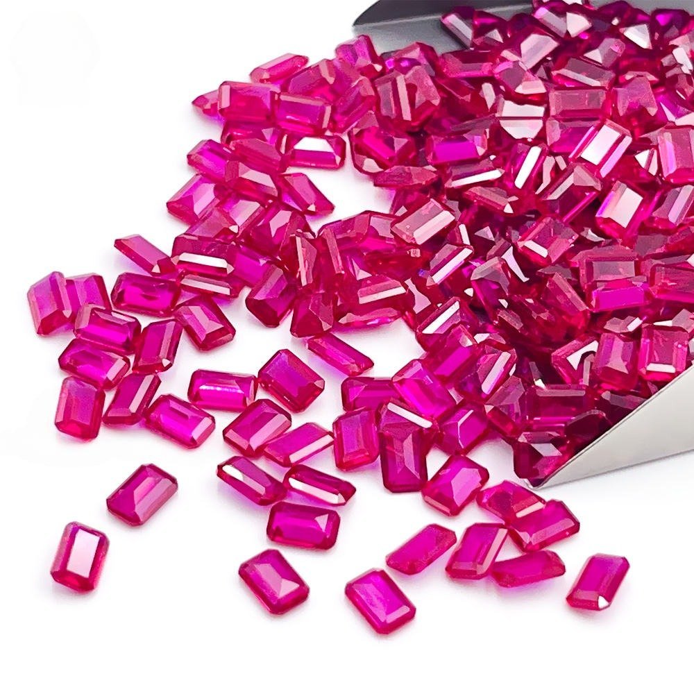rarity high quality emerald shape ruby corundum gemstone for jewelry making rubi emerald cut corundum