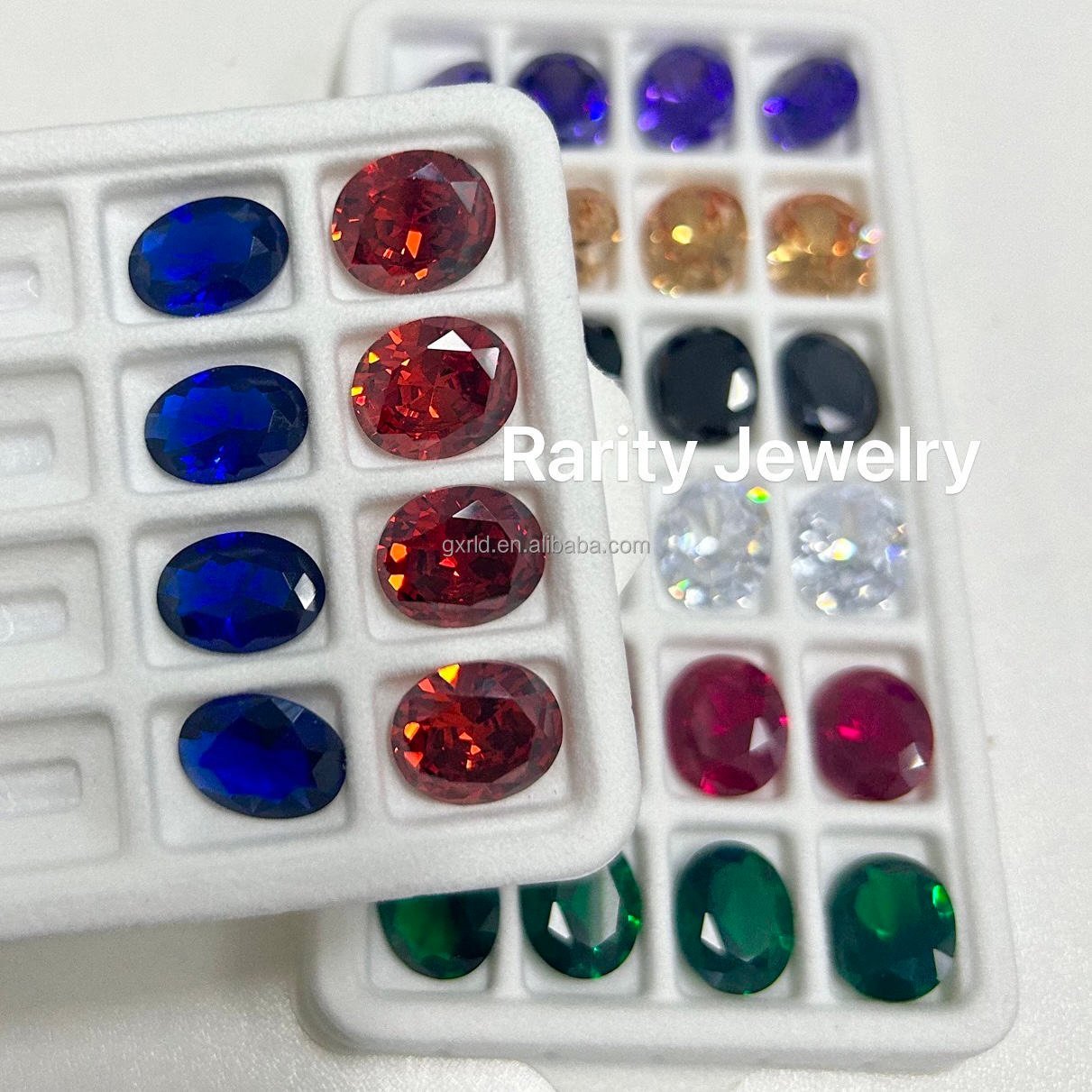 high quality 100pcs big oval cut cubic zirconia loose gemstones colorful stone varying sizes for crafting and jewelry making