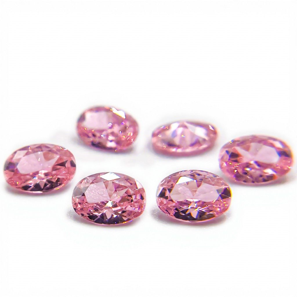 rarity high quality oval shape synthetic zircon loose gemstone pink color cubic zirconia charm for jewelry making