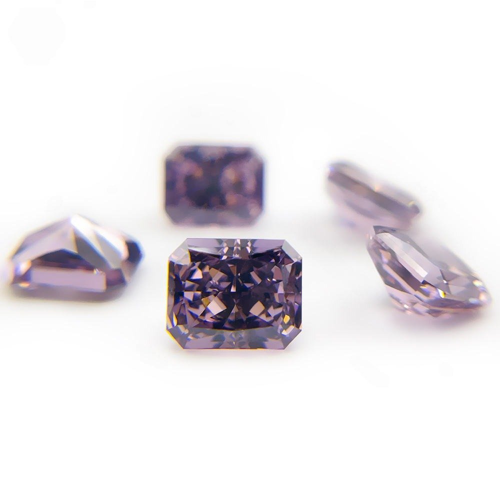 rarity champagne purple oct cut radiant synthetic cubic zirconia loose stone crushed ice cut gemstone radiant cut cz