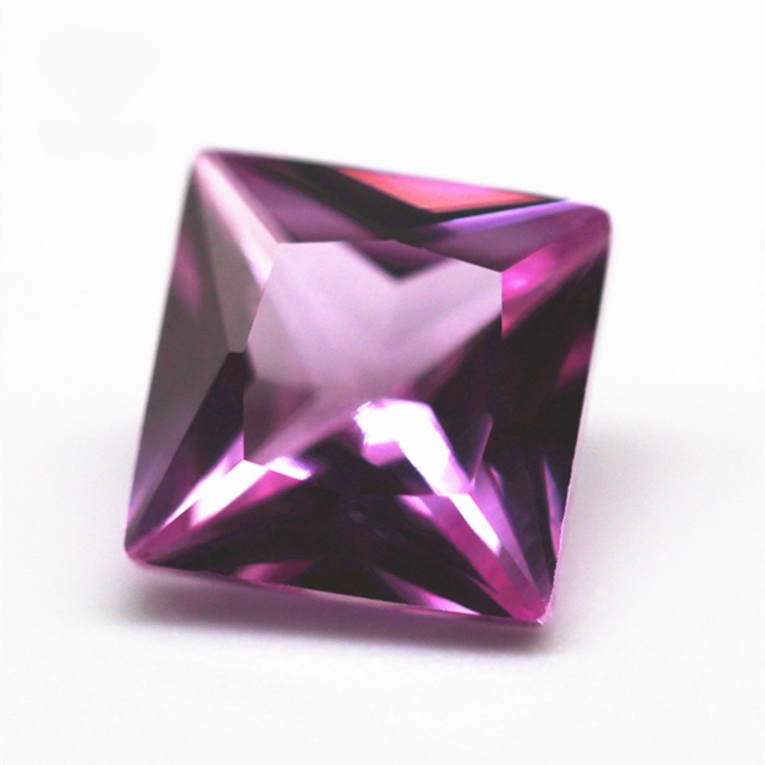 3*3 10*10mm square shape princess cut 2# pink ruby corundum loose gemstone square cut synthetic 2# pink sapphire corundum stones