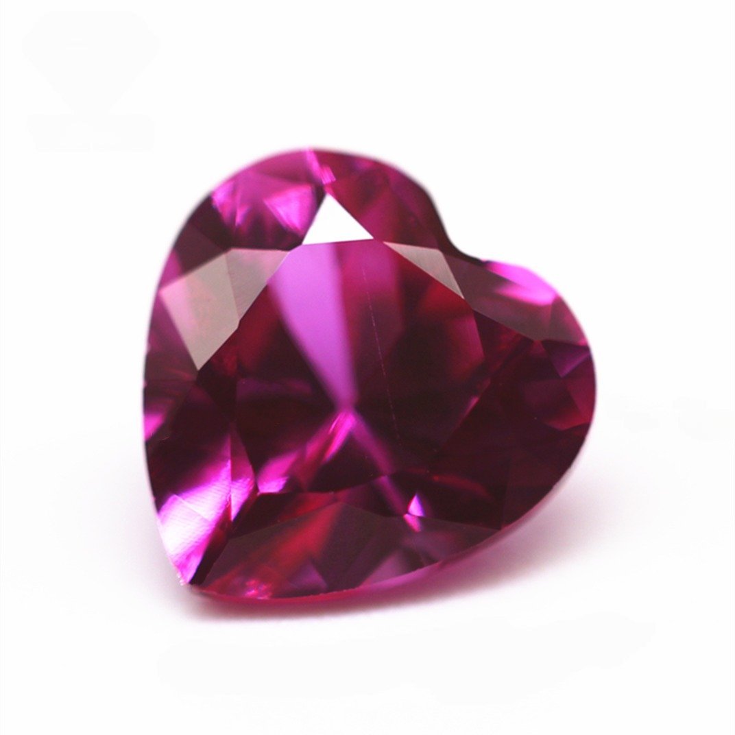 wuzhou gemstones sale diamond cut heart cut 3# ruby corundum loose gemstones heart shape synthetic 3# ruby red corundum stones