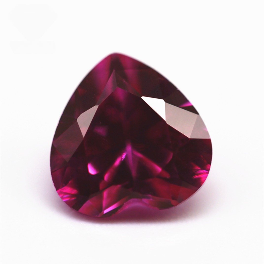 wuzhou gemstones sale diamond cut heart cut 3# ruby corundum loose gemstones heart shape synthetic 3# ruby red corundum stones
