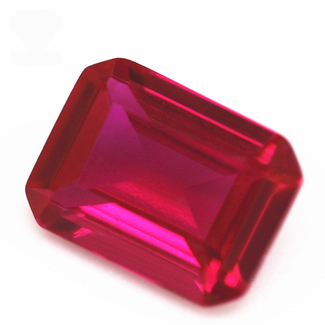 wuzhou gems factory price octagon step cut 5# ruby corundum loose gemstones synthetic emerald cut ruby red 5# corundum gemstones