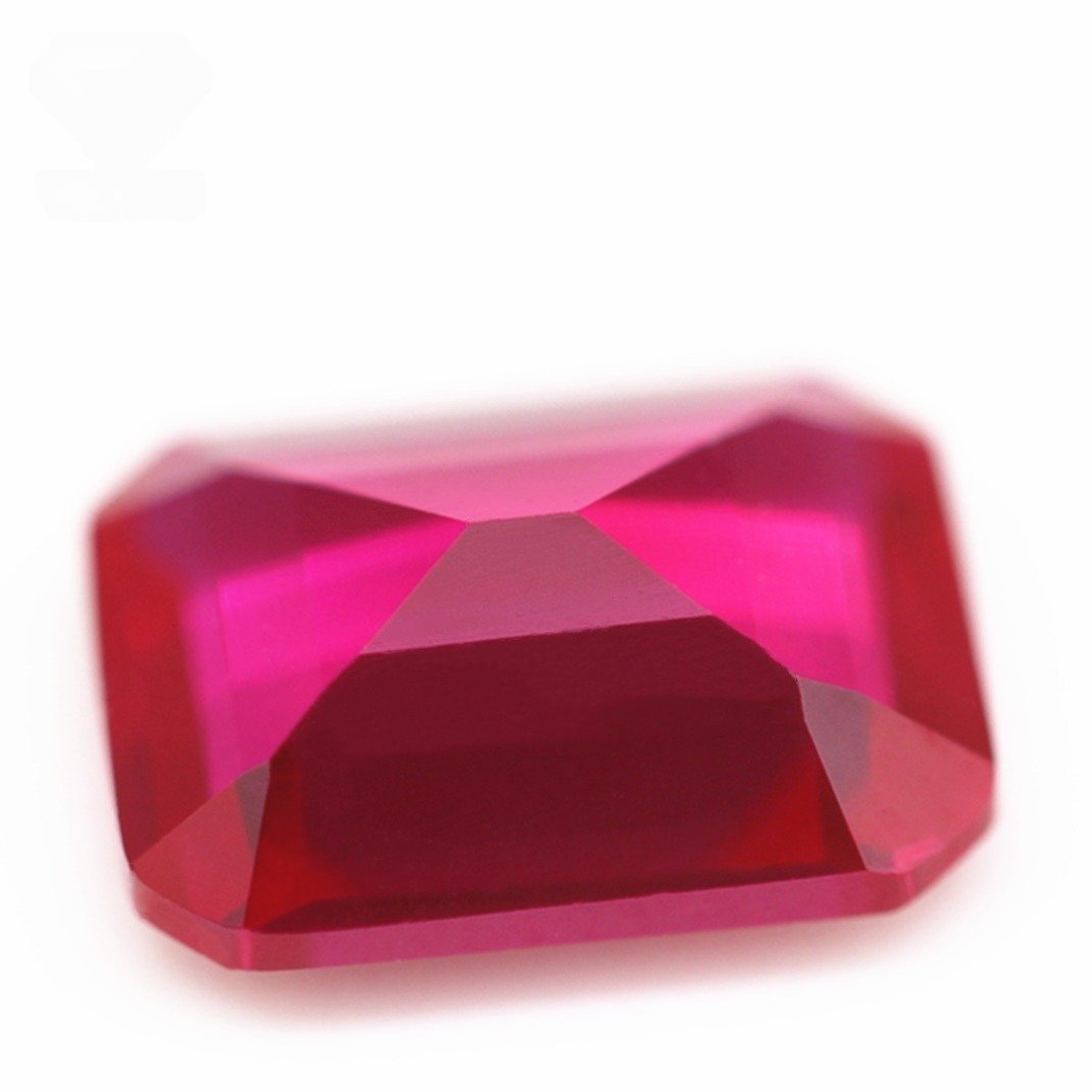 wuzhou gems factory price octagon step cut 5# ruby corundum loose gemstones synthetic emerald cut ruby red 5# corundum gemstones