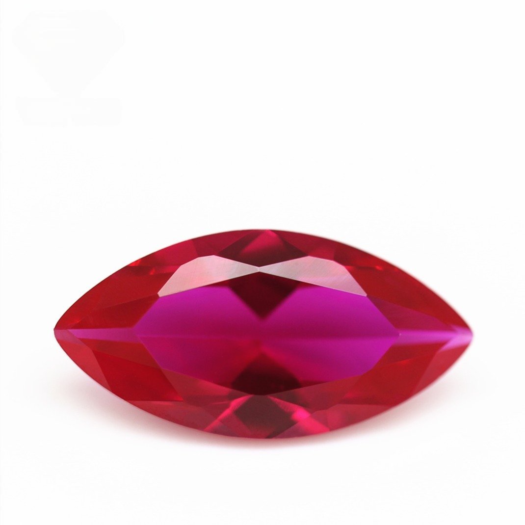 faceted cut trillion cut 5# ruby corundum loose gemstones trillion shape synthetic pigeon blood red 5# corundum ruby gemstones