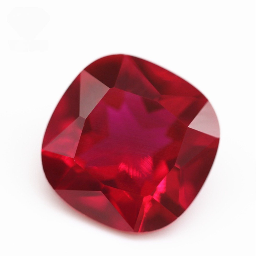 wuzhou gems machine cut cushion cut 5# ruby corundum stones cushion shape synthetic pigeon blood red corundum 5# ruby gemstones