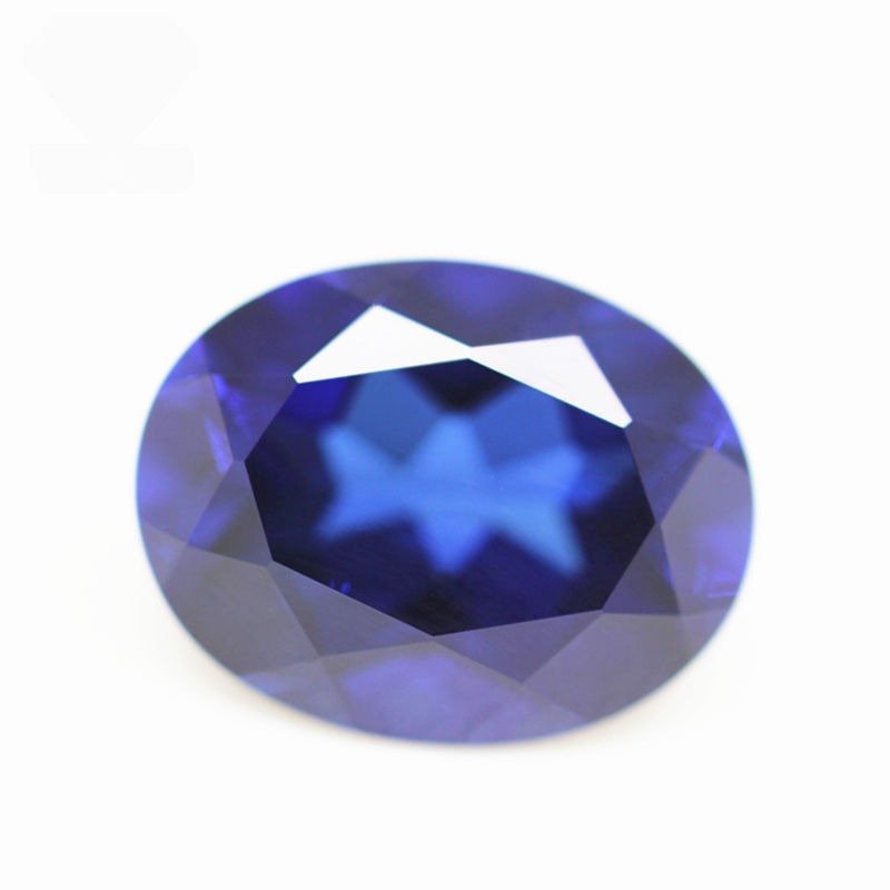 machine cut oval cut 34# blue sapphire corundum loose gemstones oval shape synthetic 34# sapphire blue corundum gemstones