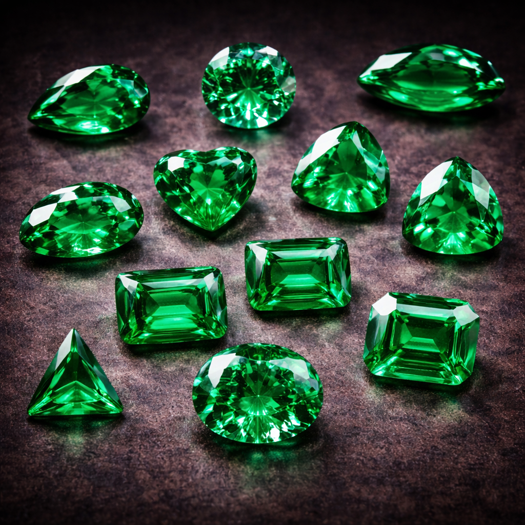 Brilliant emerald cuts on display
