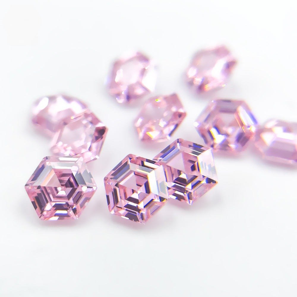 Rarity Wholesale Price Cubic Zirconia Pink Hexagon High Quality 6/8/10/12mm Loose Cz Stone for Jewelry Making - Image 4
