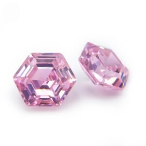 High Quality Hexagon Shape Stone 6x6mm to 12x12mm Pink Cubic Zirconia Faceted Hexagonal Cut Synthetic Shinning CZ Gems