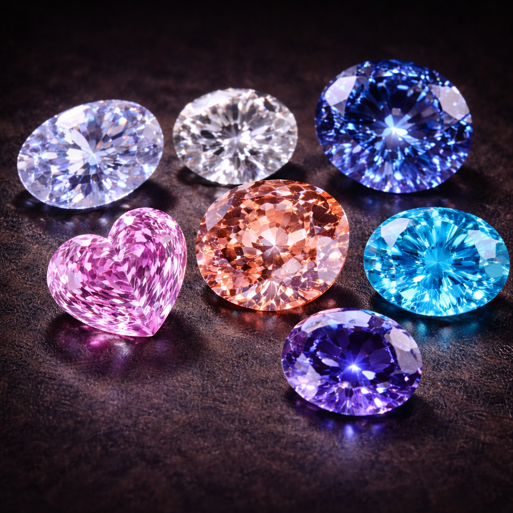 Elegant gemstone collection on black surface