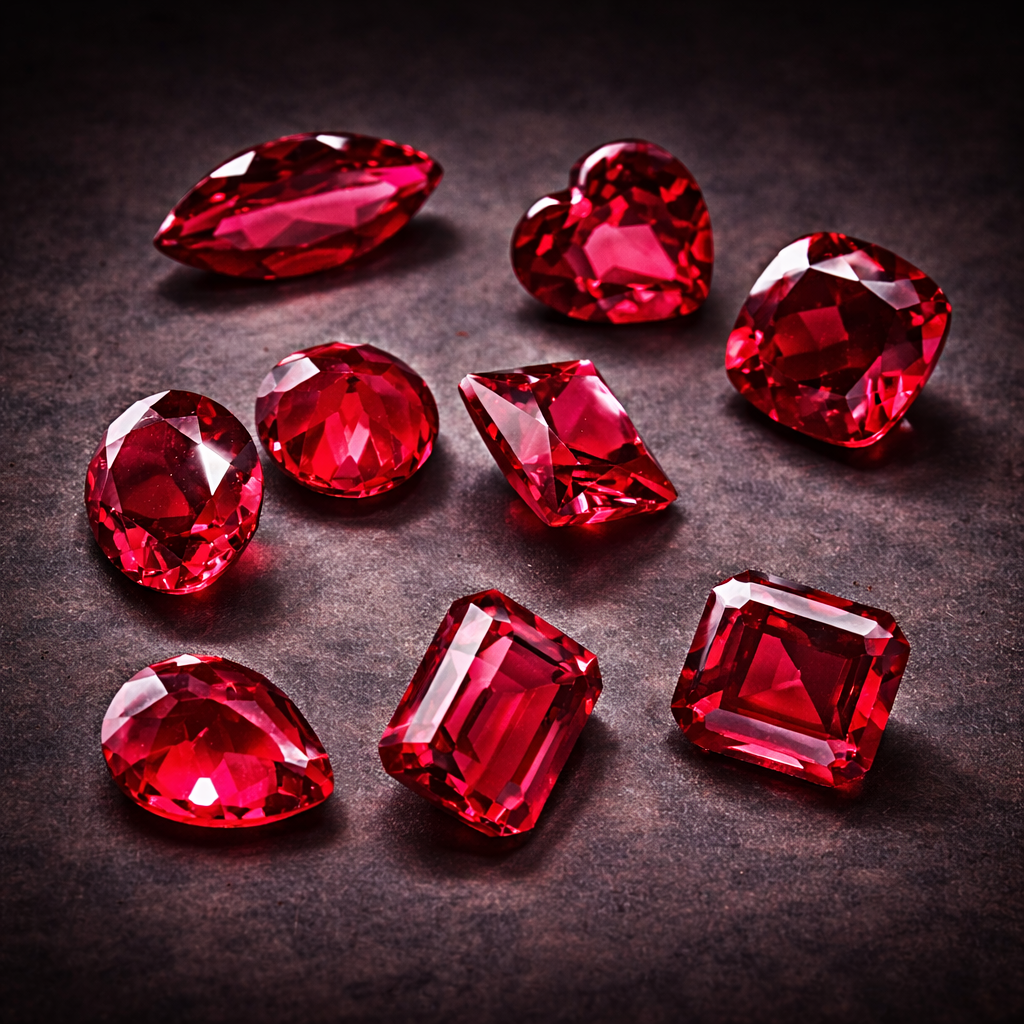 Nine dazzling rubies on display